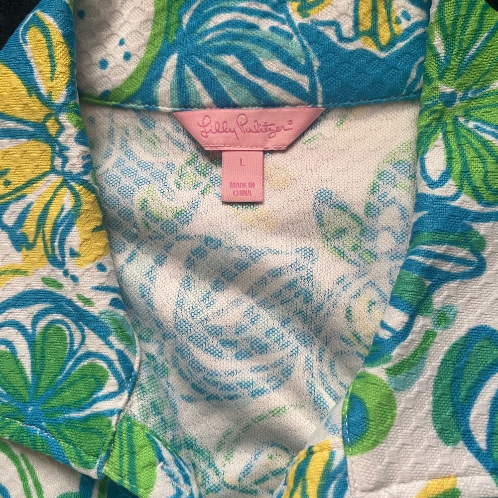 50# Lilly Pulitzer Blue and Green Floral Dress - Picture 5 of 8